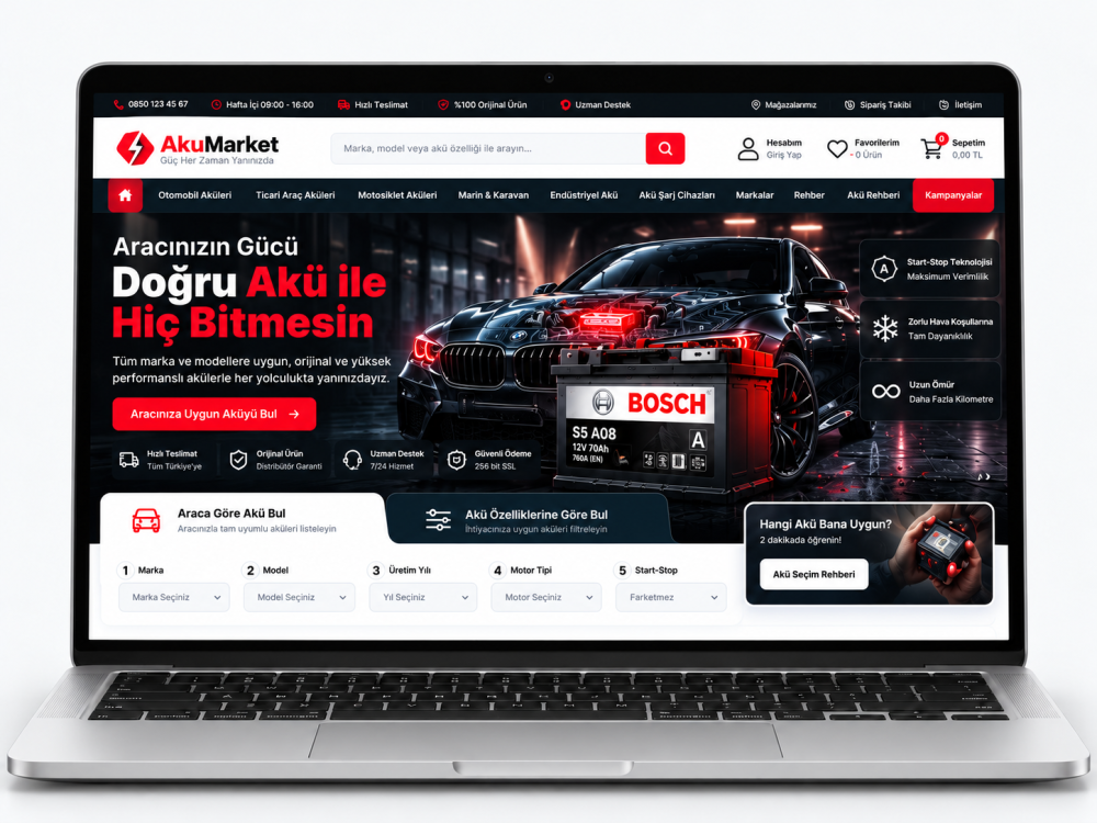 Akü E-Ticaret Yazılımı – AküMarket
