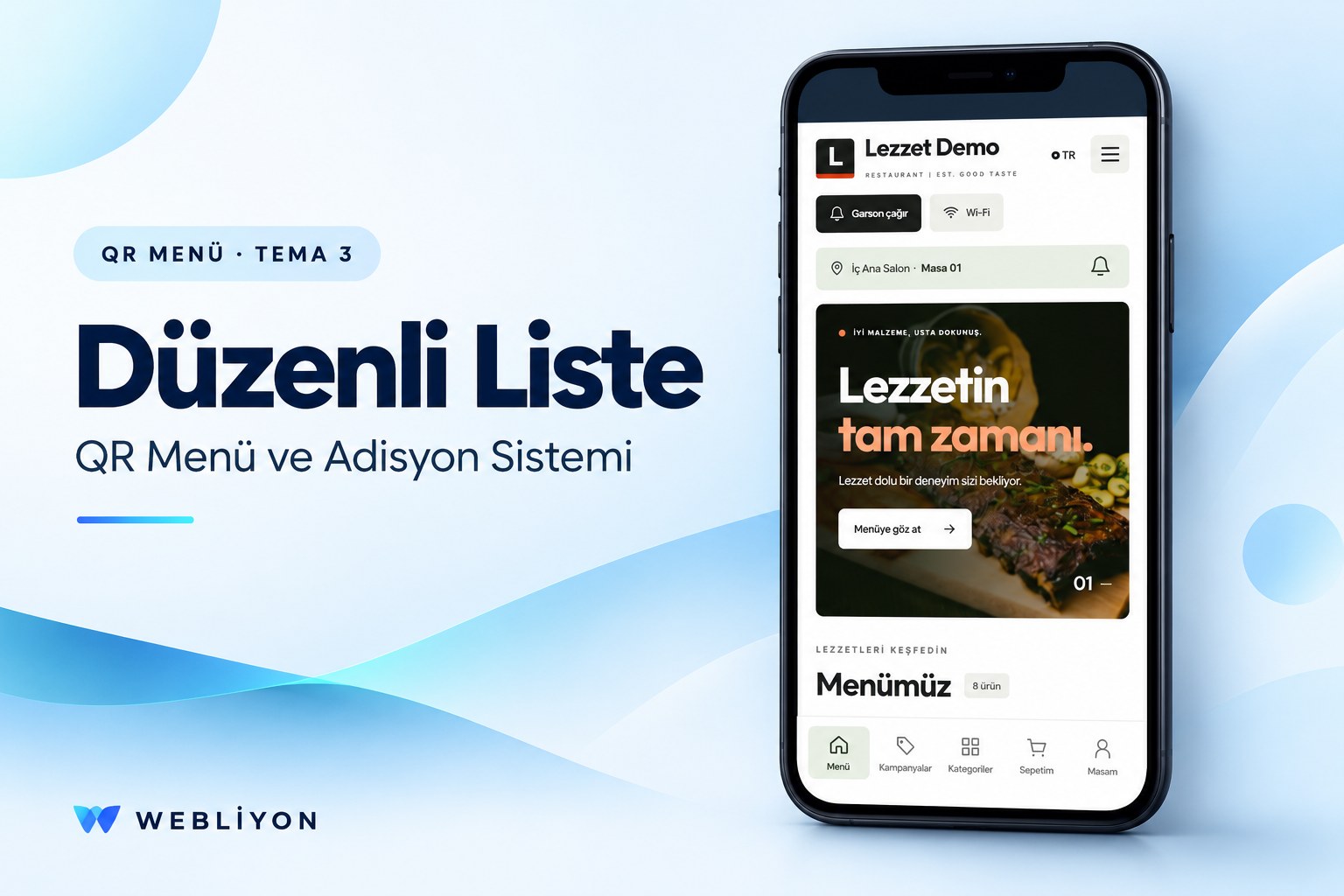 QR Menü ve Adisyon Sistemi V3 – Düzenli Liste