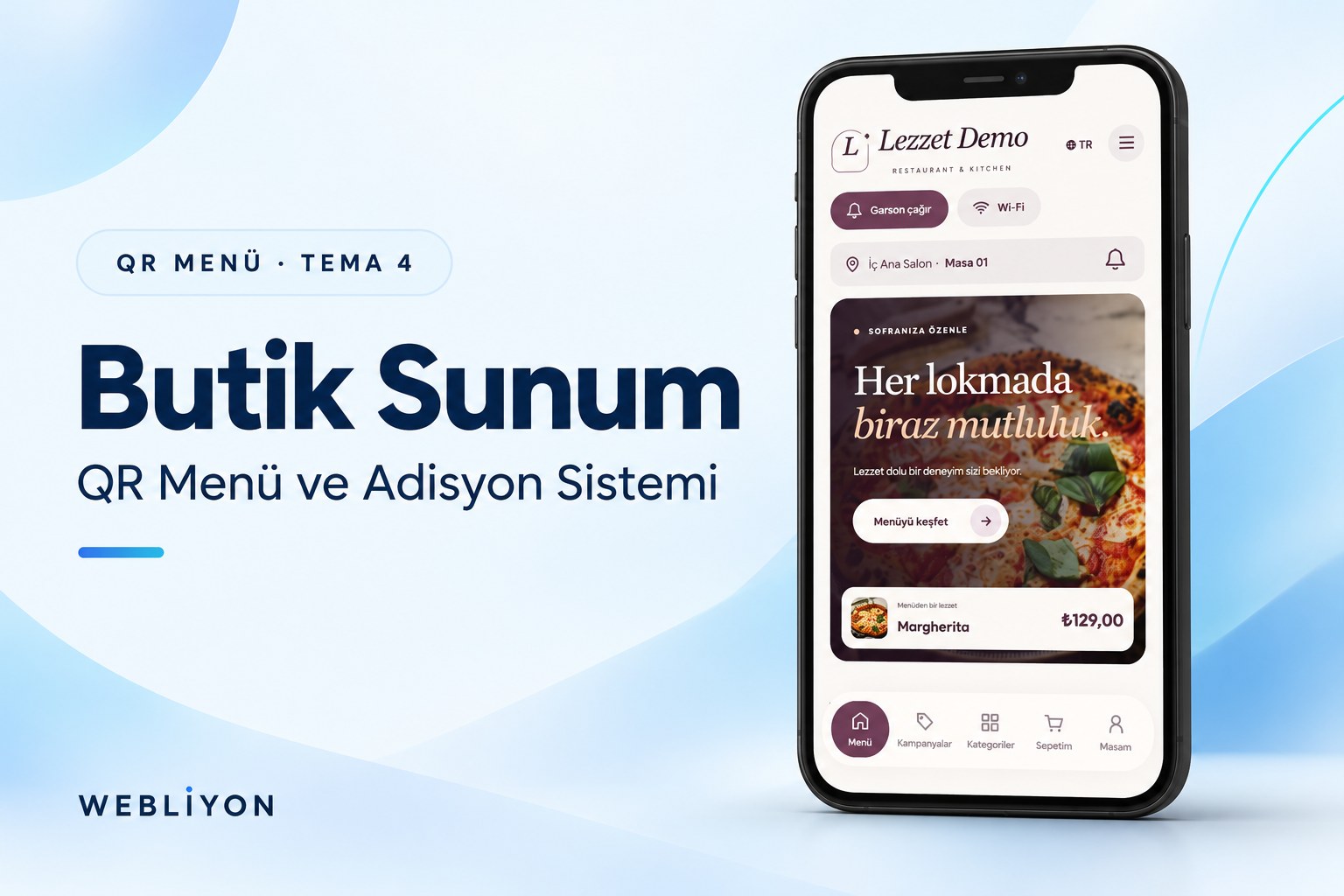QR Menü ve Adisyon Sistemi V4 – Butik Sunum