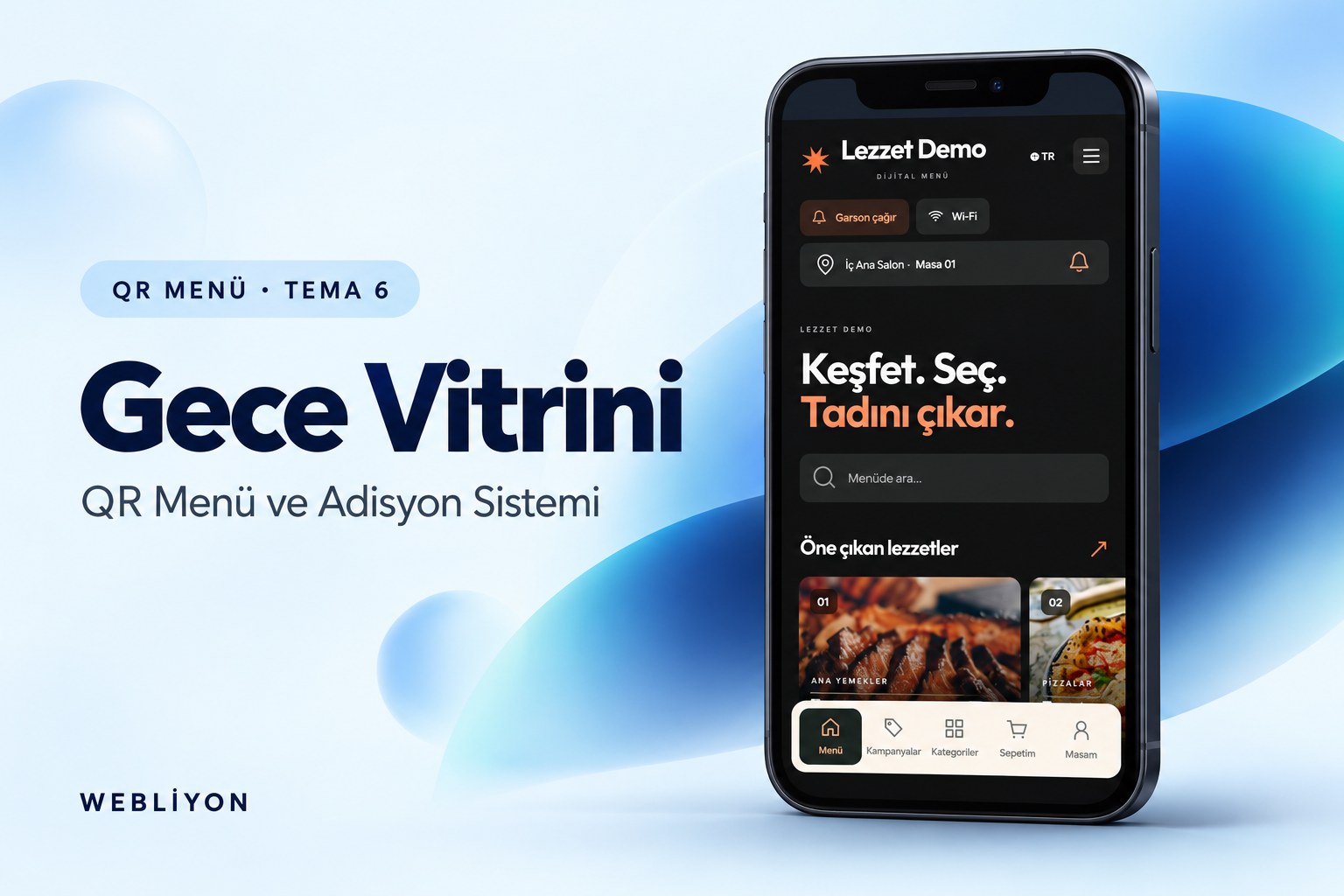 QR Menü ve Adisyon Sistemi V6 – Gece Vitrini